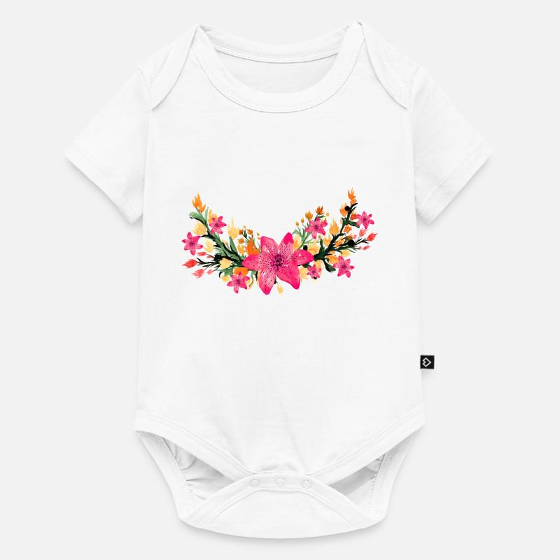 fleurs - Body à manches courtes Premium Bébé - blanc
