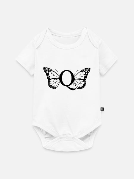 Buchstabe Q Schmetterling - Baby Premium Kurzarmbody - Weiß