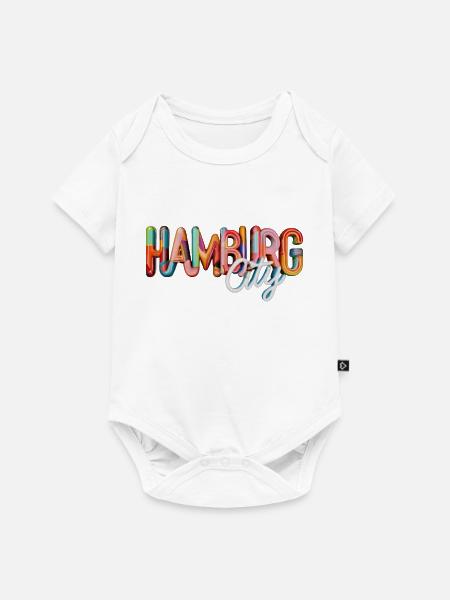Hamburg City Bunt - Baby Premium Kurzarmbody - Weiß