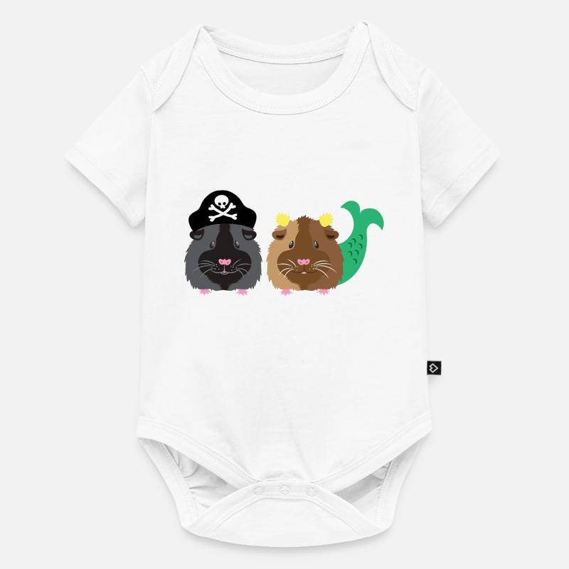 Cochon d’Inde à barbe noire avec cochon d’Inde sirène - Body à manches courtes Premium Bébé - blanc