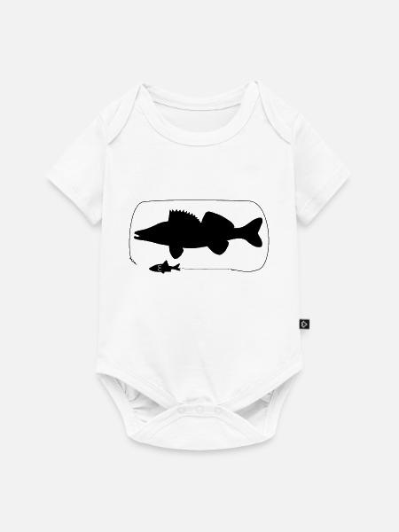 Zander mit Naturköder - Baby Premium Kurzarmbody - Weiß