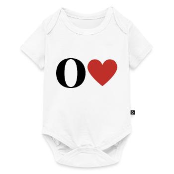 Buchstabe o rotes Herz - Baby Premium Kurzarmbody - Weiß - Vorne