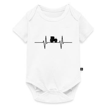 Herzschlag mit Trecker / Traktor - Baby Premium Kurzarmbody - Weiß - Vorne