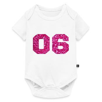 Nummer 6 Pink Glitter - 6. Jahrestag - Baby Premium Kurzarmbody - Weiß - Vorne