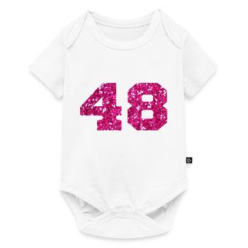 Numéro 48 paillettes rose - 48e anniversaire - Body à manches courtes Premium Bébé - blanc - Devant