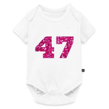 Number 47 Pink Glitter - 47th Anniversary - Baby Premium short-sleeve bodysuit - white - Front