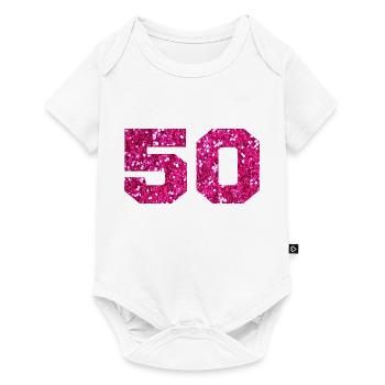 Number 50 Pink Glitter - 50th Anniversary - Baby Premium short-sleeve bodysuit - white - Front