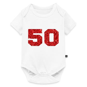 Number 50 Red Glitter - 50th Anniversary - Baby Premium short-sleeve bodysuit - white - Front