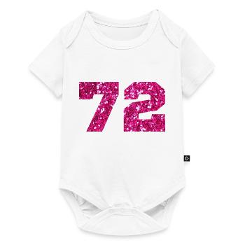 72 paillettes rose - 72 anniversaire - Body à manches courtes Premium Bébé - blanc - Devant