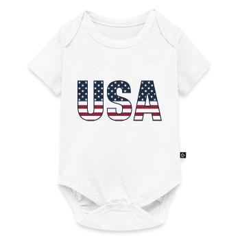 USA T-Shirt - American Flag Letters - Baby Premium short-sleeve bodysuit - white - Front