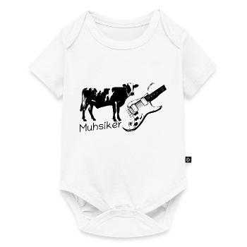 Muhsiker - Kuh mit Gitarre - dunkel - Baby Premium Kurzarmbody - Weiß - Vorne