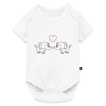 Éléphants amoureux - Body à manches courtes Premium Bébé - blanc - Devant