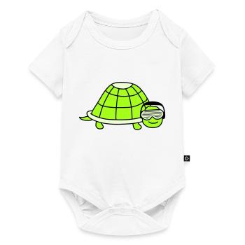 Tortue mignonne DJ mignon Musique de fête Animal - Body à manches courtes Premium Bébé - blanc - Devant