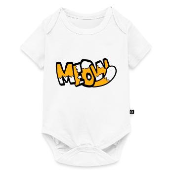 Meow Cat Comic Text Meow Funny Cartoon Quote - Baby Premium short-sleeve bodysuit - white - Front