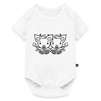 2 pacifiers cats Two baby siblings twins - Baby Premium short-sleeve bodysuit - white - Front