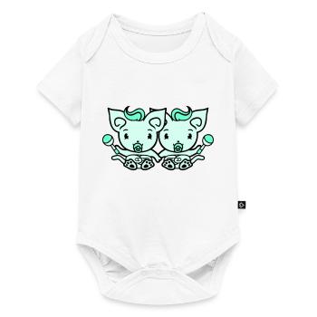 2 pacifiers cats Two baby siblings twins - Baby Premium short-sleeve bodysuit - white - Front
