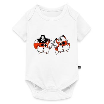 2 Little Cute Pirate Foxes Eye Patch Saber Duel - Baby Premium short-sleeve bodysuit - white - Front