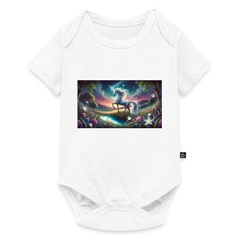 Ein mystisches Einhorn mit Aurora Boreralis - Baby Premium Kurzarmbody - Weiß - Vorne