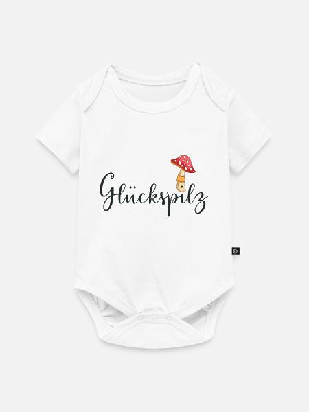 Glückspilz - Baby Premium Kurzarmbody - Weiß
