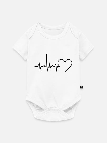 Heartbeat - Baby Premium Kurzarmbody - Weiß