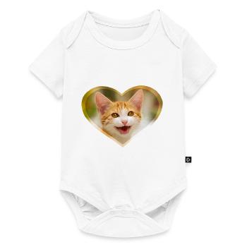 Niedliches junges Katzenkind miaut lustig mit Herz - Baby Premium Kurzarmbody - Weiß - Vorne