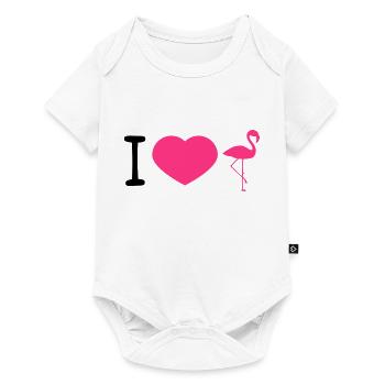 heart i love love silhouette outline flamingo clipa - Baby Premium short-sleeve bodysuit - white - Front