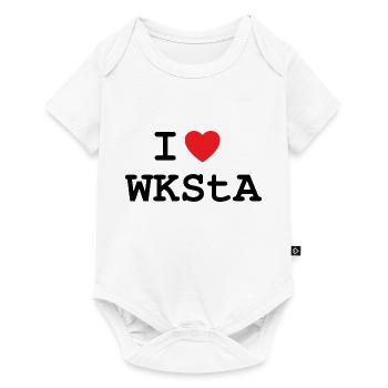 I LOVE WKSTA T-Shirt Design in Black - Baby Premium short-sleeve bodysuit - white - Front