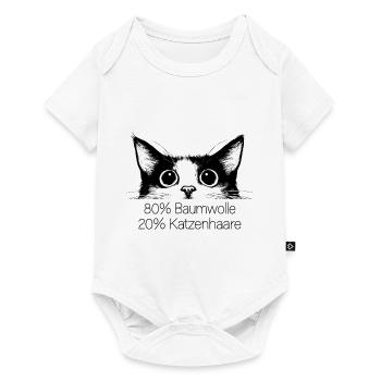 Chat 80% Coton 20% Poils de Chat Drôle de dicton - Body à manches courtes Premium Bébé - blanc - Devant