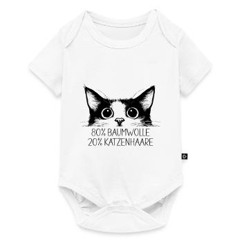 Chat 80% Coton 20% Poils de chat Drôle de dicton - Body à manches courtes Premium Bébé - blanc - Devant