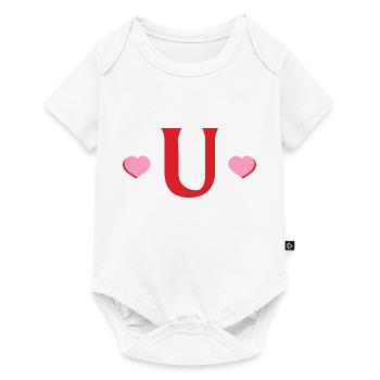 Letter u Red Hearts - Baby Premium short-sleeve bodysuit - white - Front