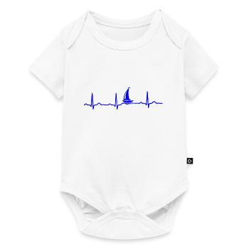 ECG HEART BOAT SAILING SHIP YACHT Blue - Baby Premium short-sleeve bodysuit - white - Front