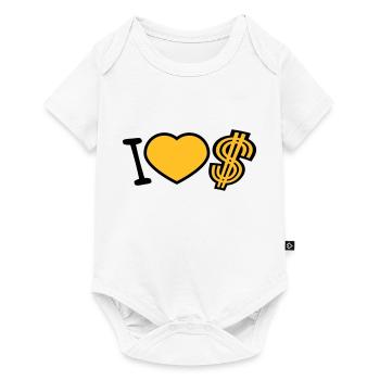 coeur dollar j'aime amour symbole signe argent riche - Body à manches courtes Premium Bébé - blanc - Devant