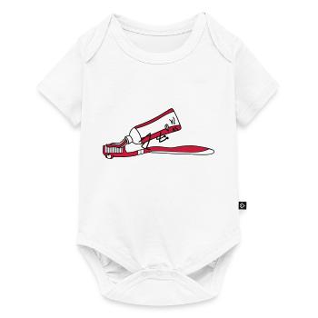 Toothbrush shit poop comic face a - Baby Premium short-sleeve bodysuit - white - Front