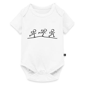 Strichmännchen laufen Wettrennen - Baby Premium Kurzarmbody - Weiß - Vorne