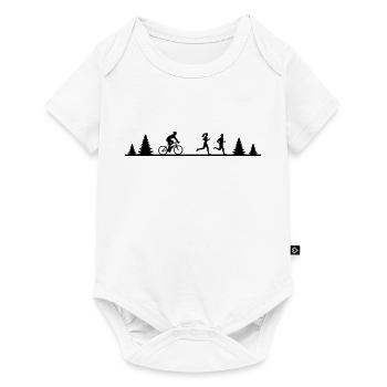 Sport - Jogger und Radfahrer - Baby Premium Kurzarmbody - Weiß - Vorne