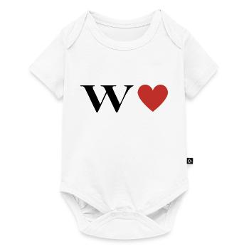 Buchstabe w Rotes Herz - Baby Premium Kurzarmbody - Weiß - Vorne