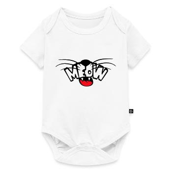 Meow Cat Comic Text Meow Funny Cartoon Quote - Baby Premium short-sleeve bodysuit - white - Front