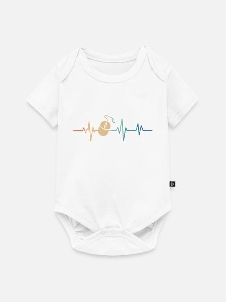 Heartbeat Retro Computermaus - Baby Premium Kurzarmbody - Weiß