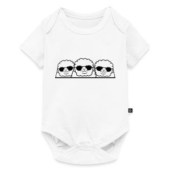 3 DJ Schafe Hinter Zaun Mauer Sonnenbrille Freunde - Baby Premium Kurzarmbody - Weiß - Vorne