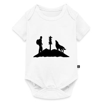 Hiking man, wolf & mountain - Baby Premium short-sleeve bodysuit - white - Front