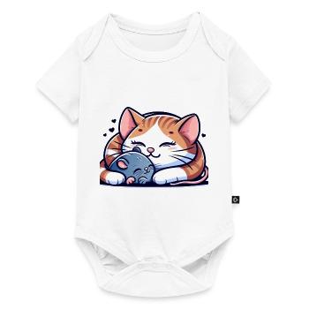 Câlin Chat Et Souris Amoureux - Body à manches courtes Premium Bébé - blanc - Devant