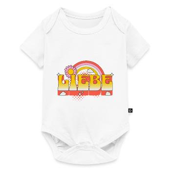 Liebe Love Schrift Blume Regenbogen Wolken Kunst - Baby Premium Kurzarmbody - Weiß - Vorne
