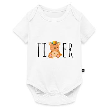 Tiger Kinder Geschenk Geburtstag Pyjama Schlafen - Baby Premium Kurzarmbody - Weiß - Vorne