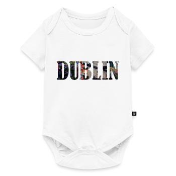 Dublin Lettering with City Photo Fill Design - Baby Premium short-sleeve bodysuit - white - Front