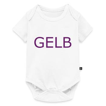 GELB in LILA - Baby Premium Kurzarmbody - Weiß - Vorne