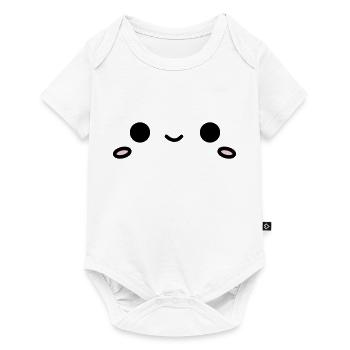 Visage kawaii : yeux mignons et design de sourire - Body à manches courtes Premium Bébé - blanc - Devant