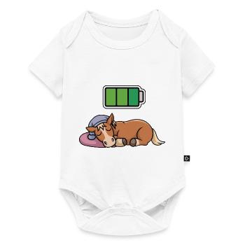 Horse Sleeping Recharging Night Bedtime - Baby Premium Kurzarmbody - Weiß - Vorne