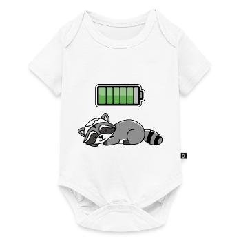 Racoon Sleeping Recharging Night Bedtime - Baby Premium Kurzarmbody - Weiß - Vorne