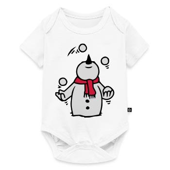 Schneemann jongliert mit Schneebällen - Baby Premium Kurzarmbody - Weiß - Vorne