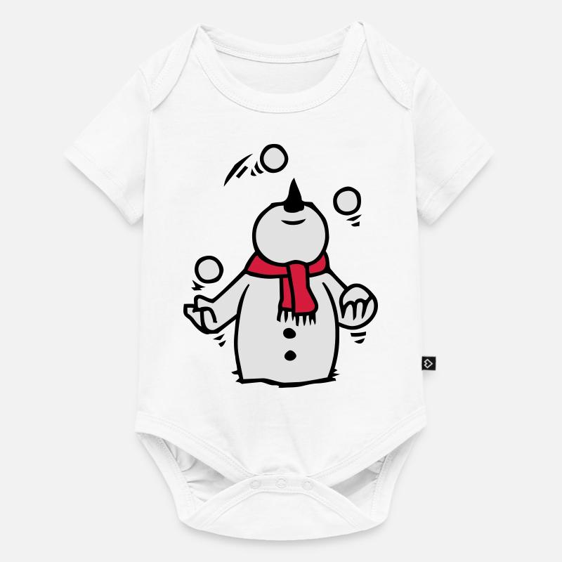 Schneemann jongliert mit Schneebällen - Baby Premium Kurzarmbody - Weiß